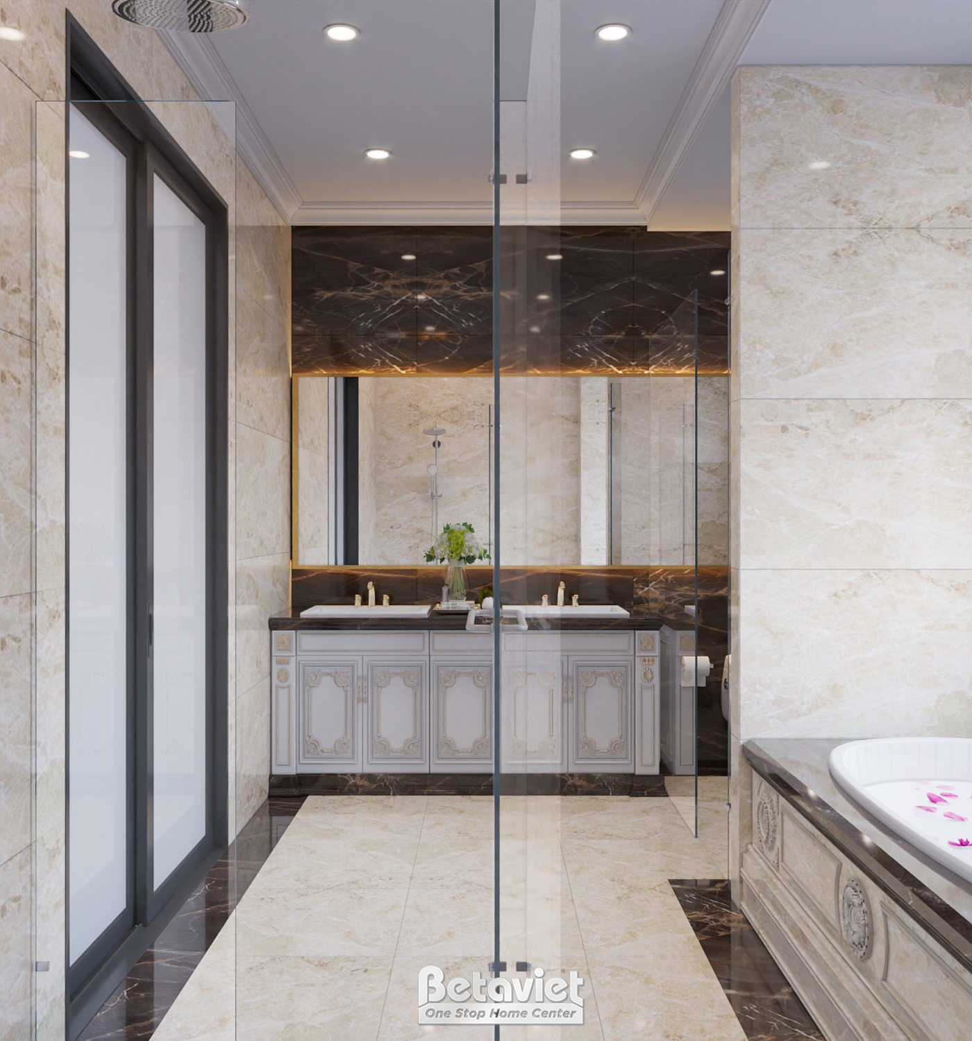 Thiết kế nội thất phòng tắm cổ điển biệt thự NT8002038